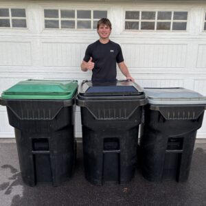 Monthly bin cleaning service for garbage, recycling, and yard waste bins in Otsego and Rogers, MN