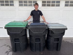 Garbage and recycling bins ready for cleaning in Otsego and Rogers